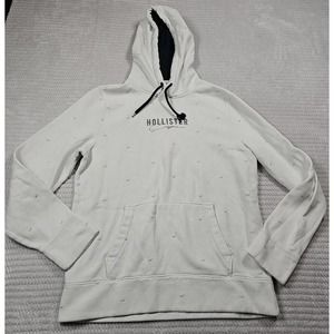 Hollister Sweatshirt Mens Medium Hooded Pull Over Bird Print Pocket